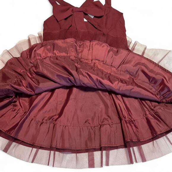 Sans Souci Crimson Red Fit & Flare Mini Dress Small Back Bow Holiday Party NWT - Picture 8 of 12